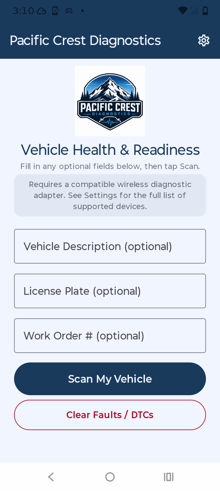 Pacific Crest Diagnostics home screen preview